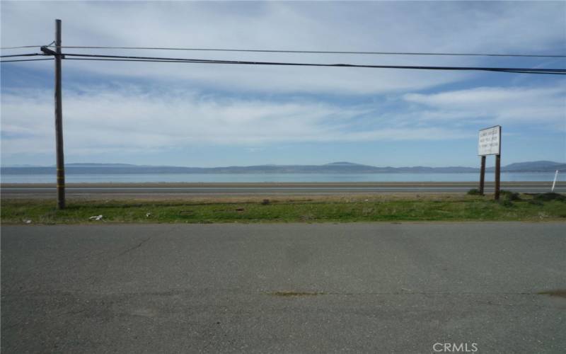 Lake views across Frontage Rd and Hwy 20 roadways.