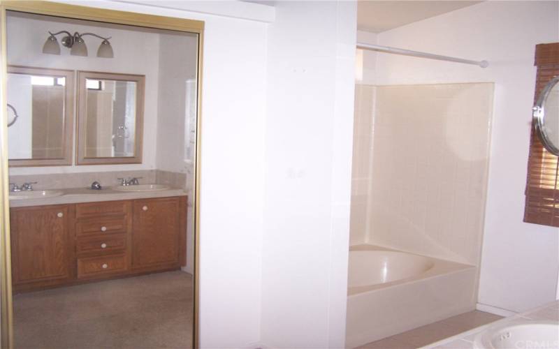 Two bathrooms with shower and bath tub. lots of closet space.