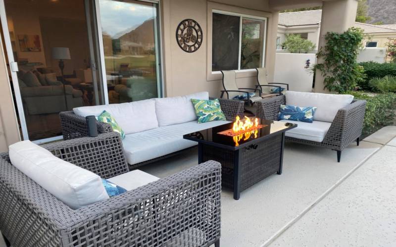 Backyard sitting area and firepit