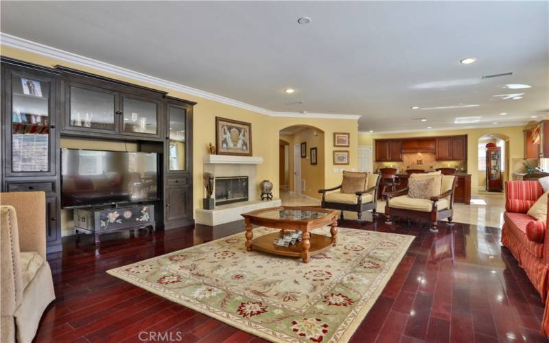 Welcome to huge family room open to kitchen.
