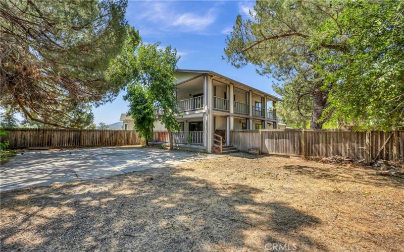 Huge fenced backyard.