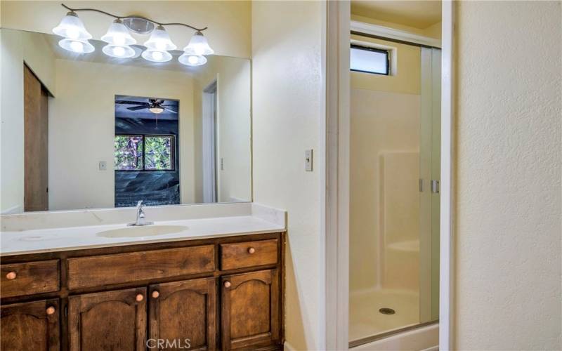 Primary bathroom with stand alone shower.