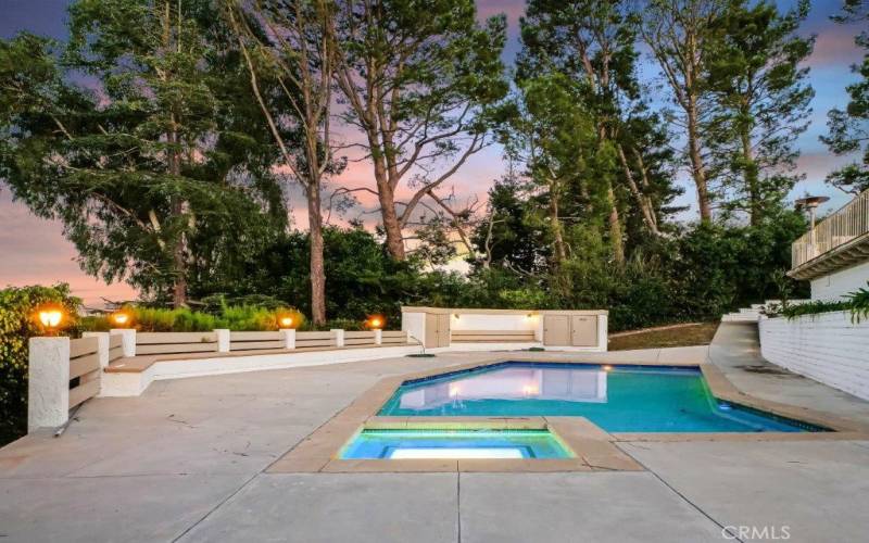 Pool & Spa in Landscaped Backyard