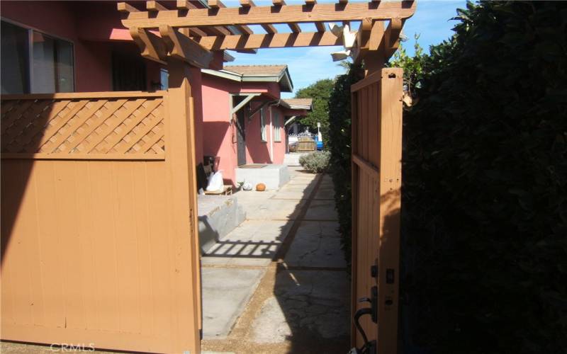 Entrance to gated private back unit.