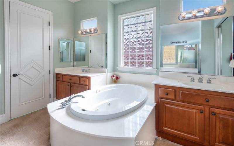 Primary Bathroom with jacuzzi tub.