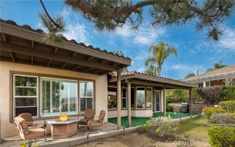 Tiled Patio Roof spans the lenght of the home