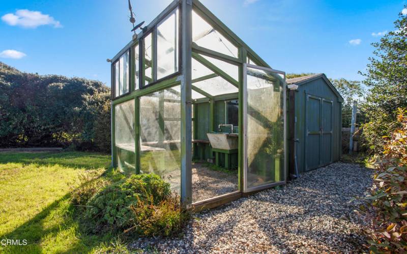 Greenhouse and storage shed