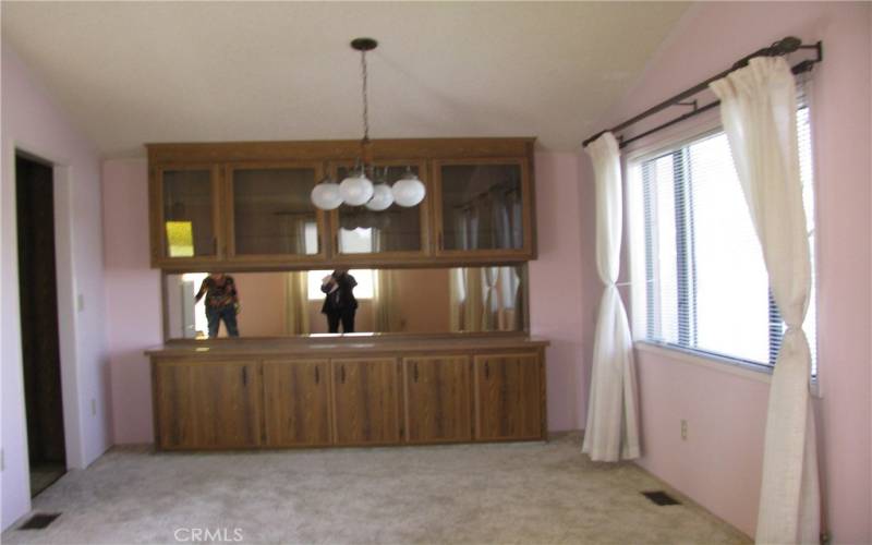 Dining room area with china hutch