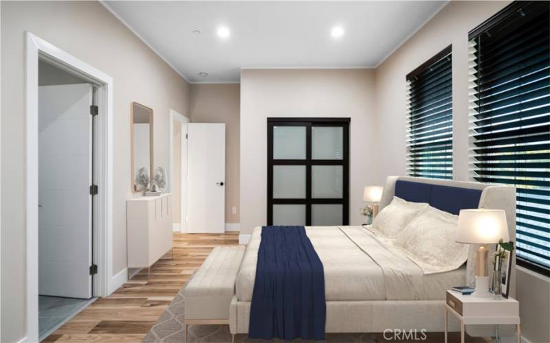 BEDROOM #2 WITH LARGE WINDOWS CLOSET FROST GLASS DOORS