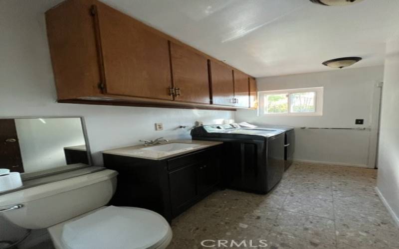 bathroom with NEW washer dryer