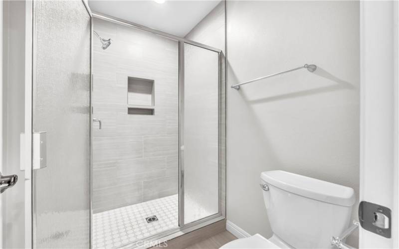 Remodeled Shower with Modern Features.