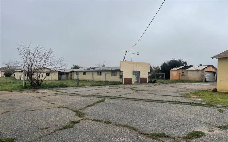 front of outbuildings