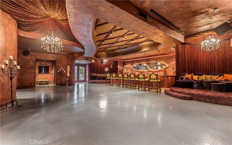 Dance floor and bar in party room