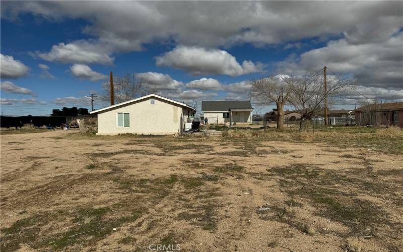 Back side of property, 2 units with common wall on the left side.