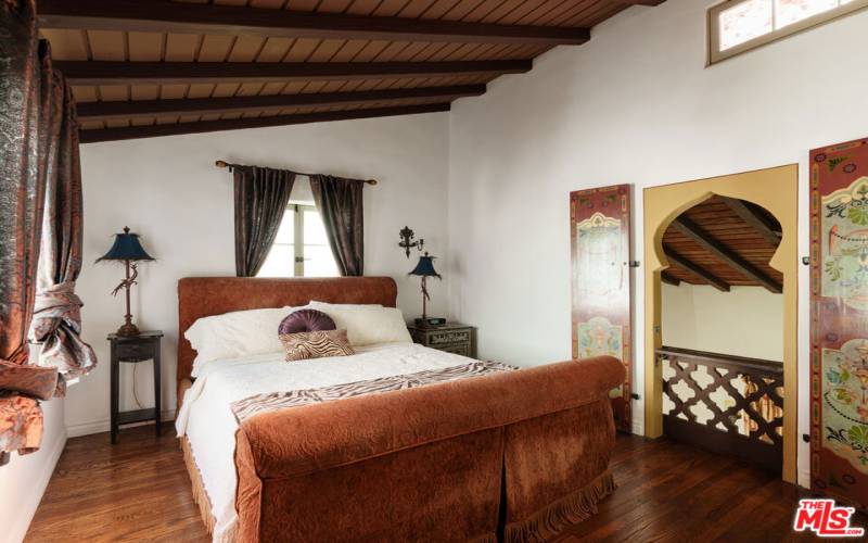 Bedroom w/ Juliet Balcony & Beamed Ceilings - Patio del Moro