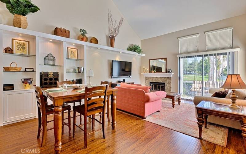 View from kitchen to living area and patio