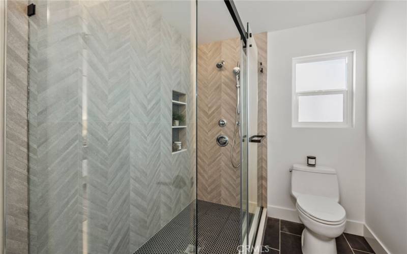 The primary walk-in shower.