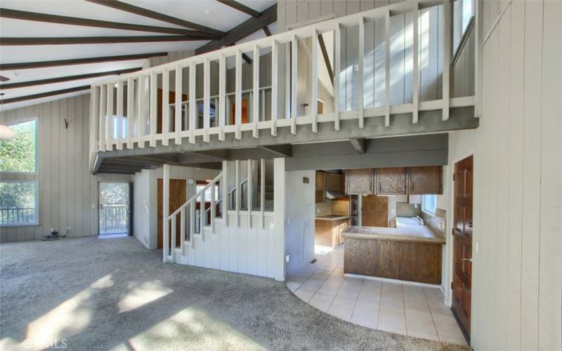 Balcony Overlooking Livingroom Custom Home