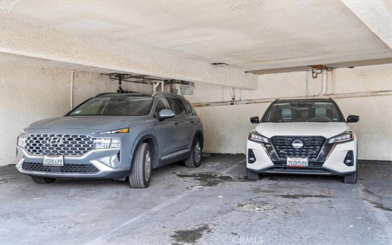 Side by side large parking spaces