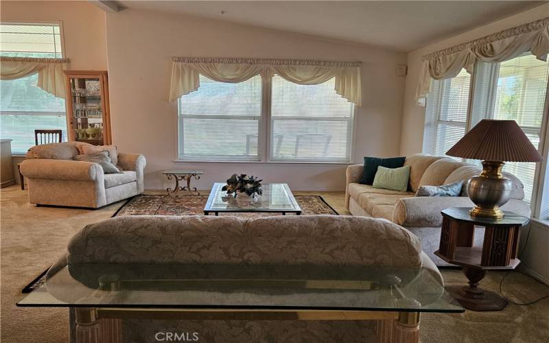 Living room with golf course views!