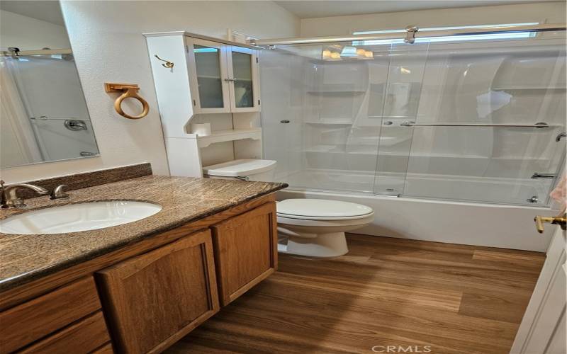 Hall Bathroom w/new shower & flooring & granite countertops