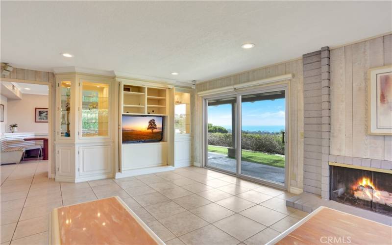 Sit Down Ocean Views from the Family Room. Custom Built-ins.