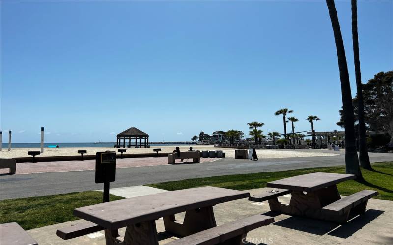 Picnic Tables at Baby Beach in Dana Point Harbor.