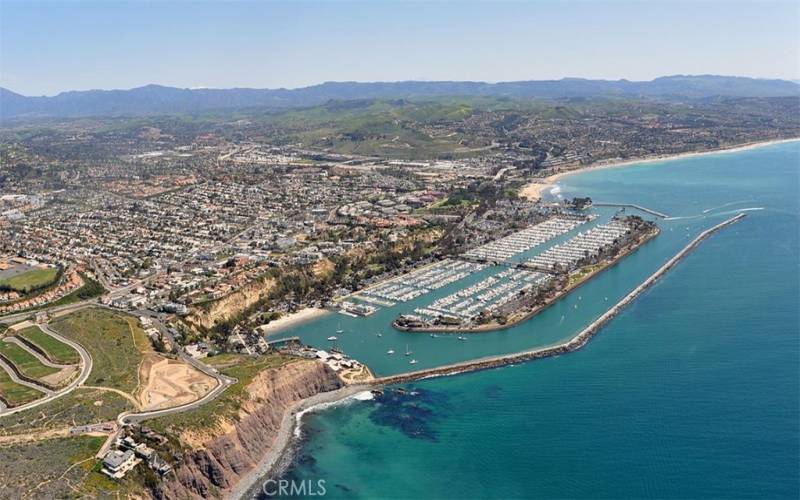 Aerial of Dana Point Harbor.