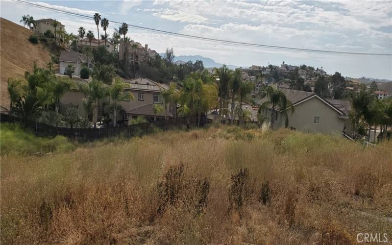 Looking West from street, front of lot towards backyard.