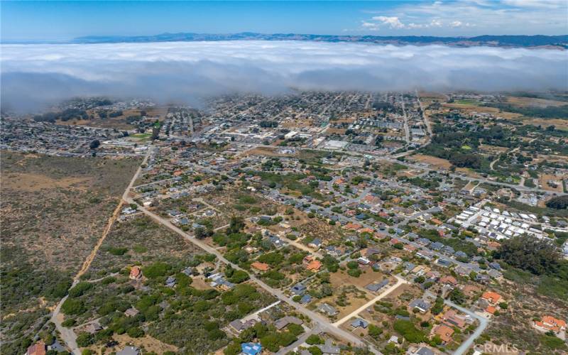 Los Osos and fog bank - cool, coastal climate.