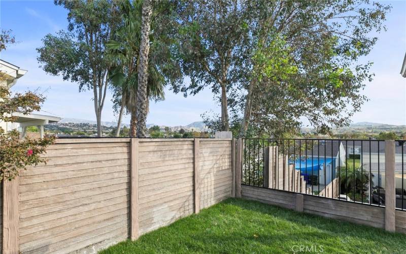 Backyard with fencing and View
