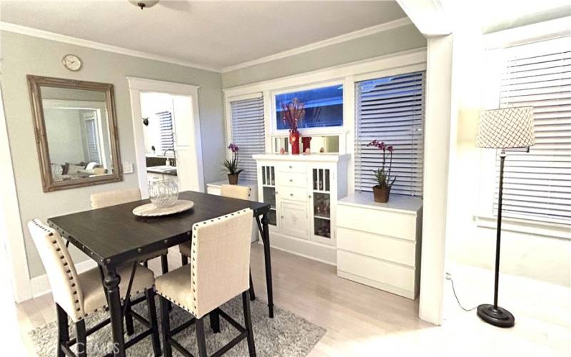 Dining room with built in cabinet