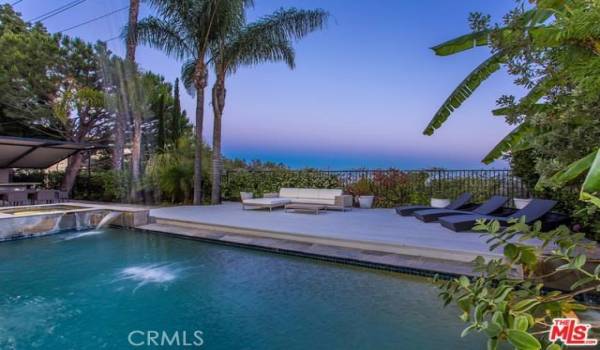 Pool area at dusk
