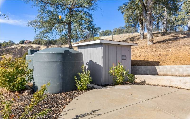 Pump house and holding tanks.