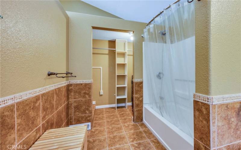 Primary suite shower and closet