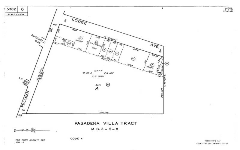 Pasadena Villa Track Assessor Plot Map