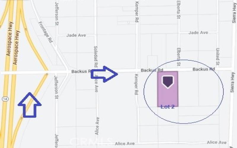 Parcel Map: Lot #2 Location from 14 FWY