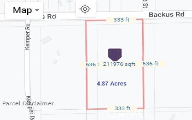 Parcel Map: Lot Dimension Estimated Area 4.87 acres