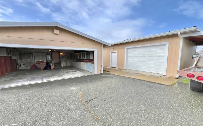 Garage with small shop on the right