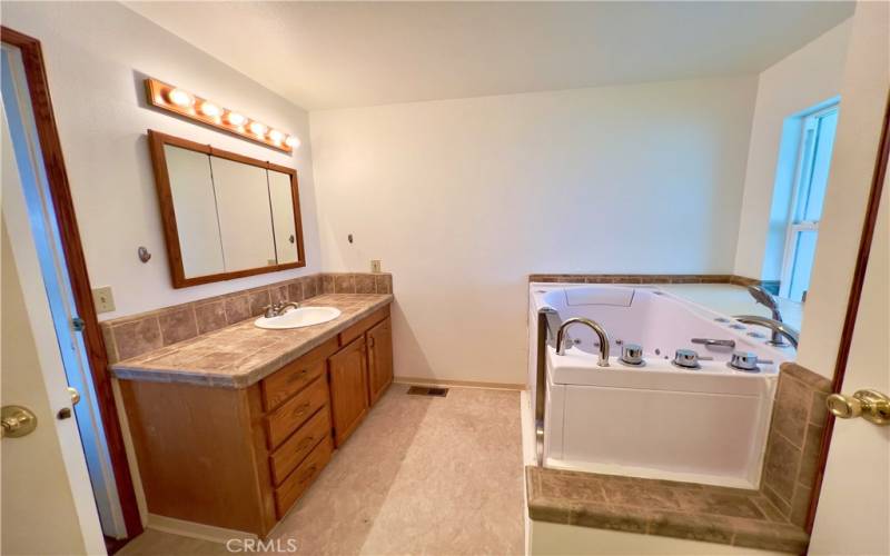 Master Bathroom with walk in jetted tub.