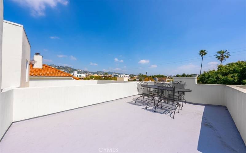 An enormous roof top deck (area #3) with fantastic views of the city and the hills beyond