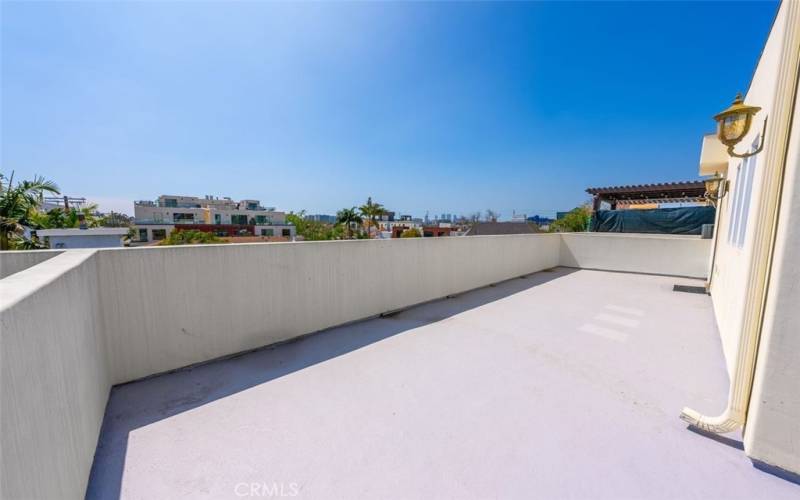 An enormous roof top deck (area #1) with views