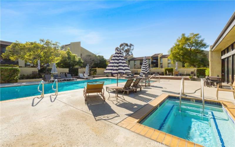 jacuzzi and pool area