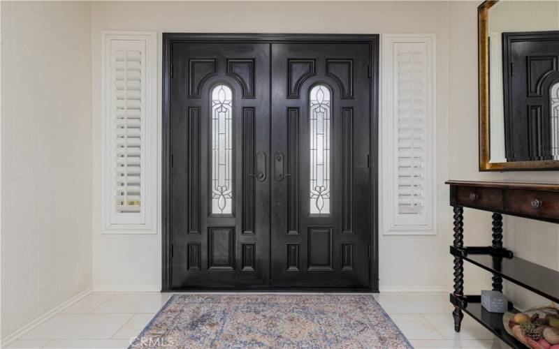 Front entry with double Leaded Glass doors