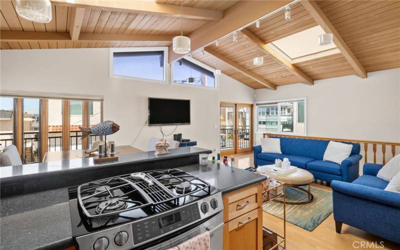 kitchen / living room w skylights