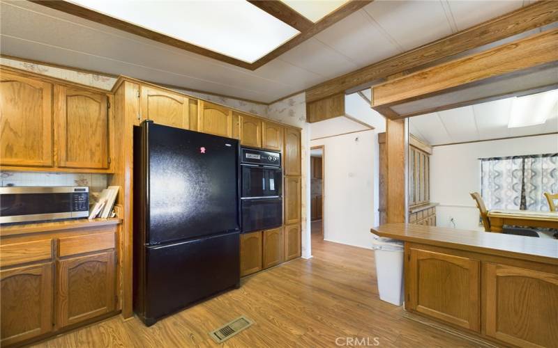 Kitchen opens up to dining area