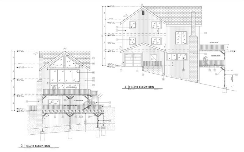 Front and Right elevation drawings