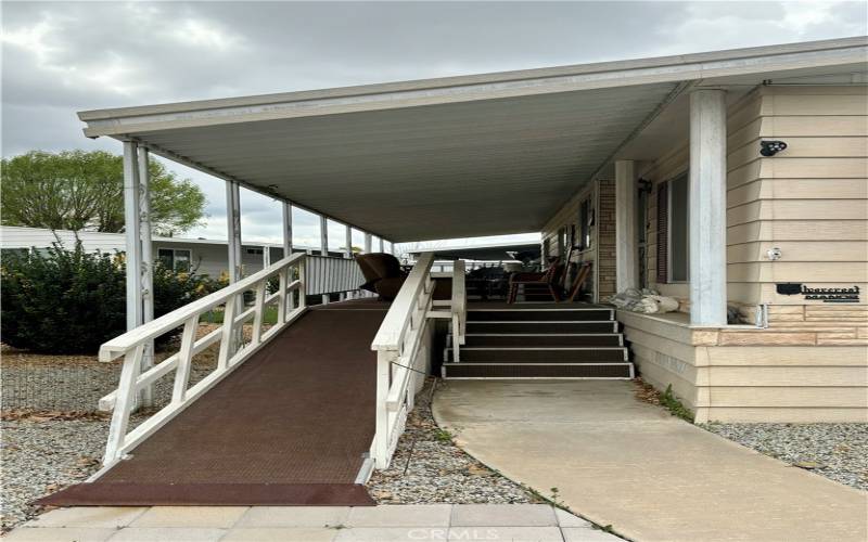 Entrance to the front door.  Ramp or stairs? You choose!