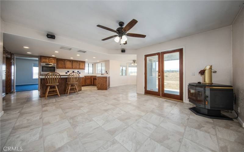 Family room open to kitchen