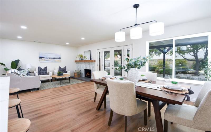 Dining room is open to the family room and the kitchen